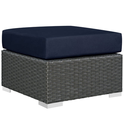 Patio Furniture Sets | Sojourn Outdoor Patio Furniture Set | Sunbrella Cushions | Synthetic Rattan | UV Protection | Aluminum Frame | Coffee Table, Ottoman, Sofa | casafoyer.myshopify.com