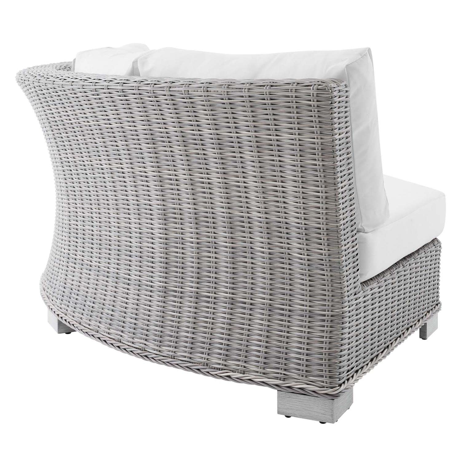 executive chairs | CasaFoyer Conway Outdoor Patio Wicker Rattan Sectional Sofa Round Corner Chair | UV-Resistant | Water-Resistant Sunbrella Fabric | Sturdy Aluminum Frame | Light Gray | casafoyer.myshopify.com