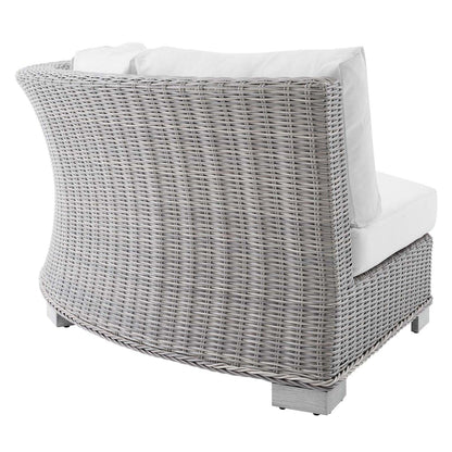 executive chairs | CasaFoyer Conway Outdoor Patio Wicker Rattan Sectional Sofa Round Corner Chair | UV-Resistant | Water-Resistant Sunbrella Fabric | Sturdy Aluminum Frame | Light Gray | casafoyer.myshopify.com