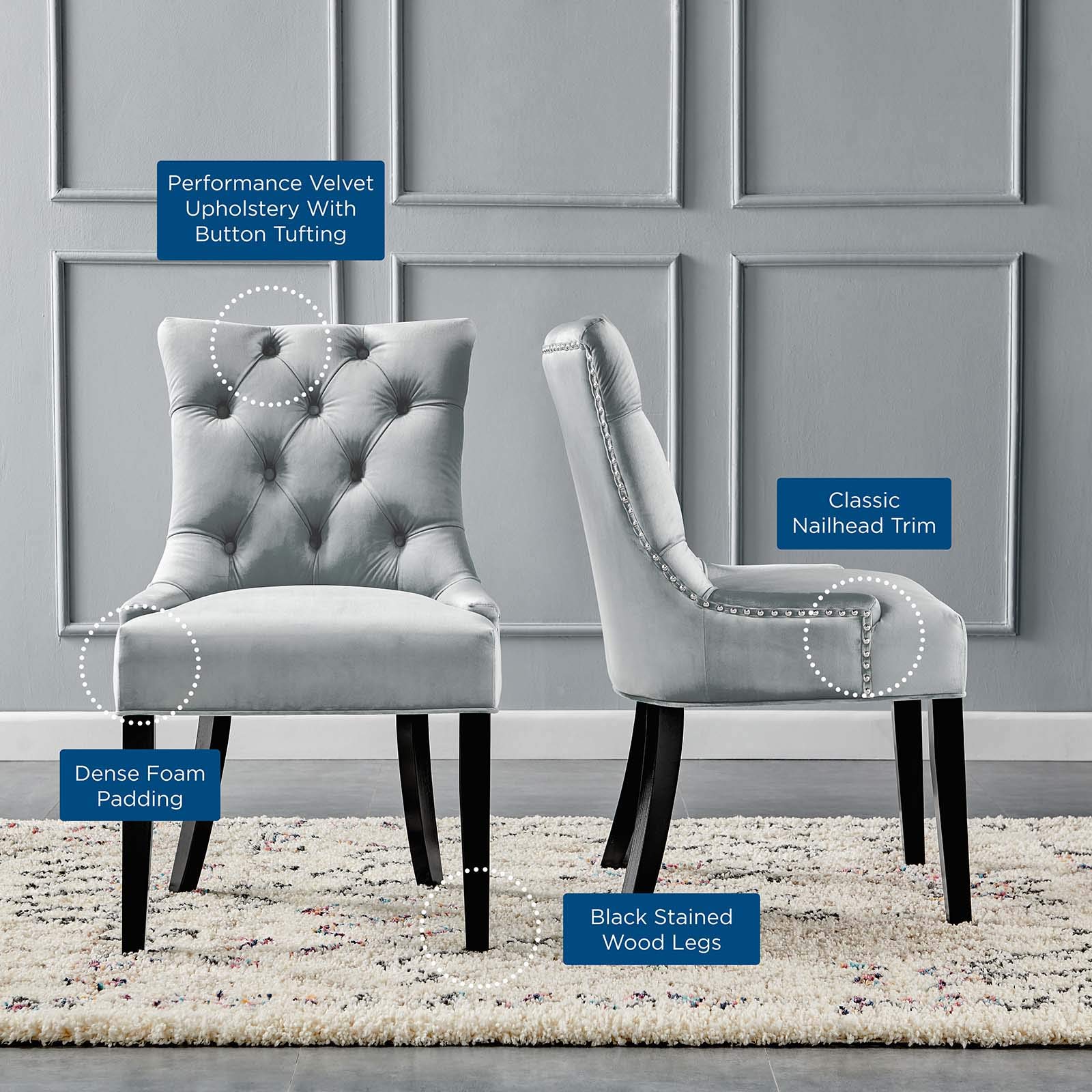home office desk chairs | CasaFoyer Regent Tufted Button Upholstered Performance Velvet Dining Chair | Set of 2 | Elegant Design | Foam Padded Seat | Stain-Resistant | 500 lbs Capacity | Light Gray | casafoyer.myshopify.com