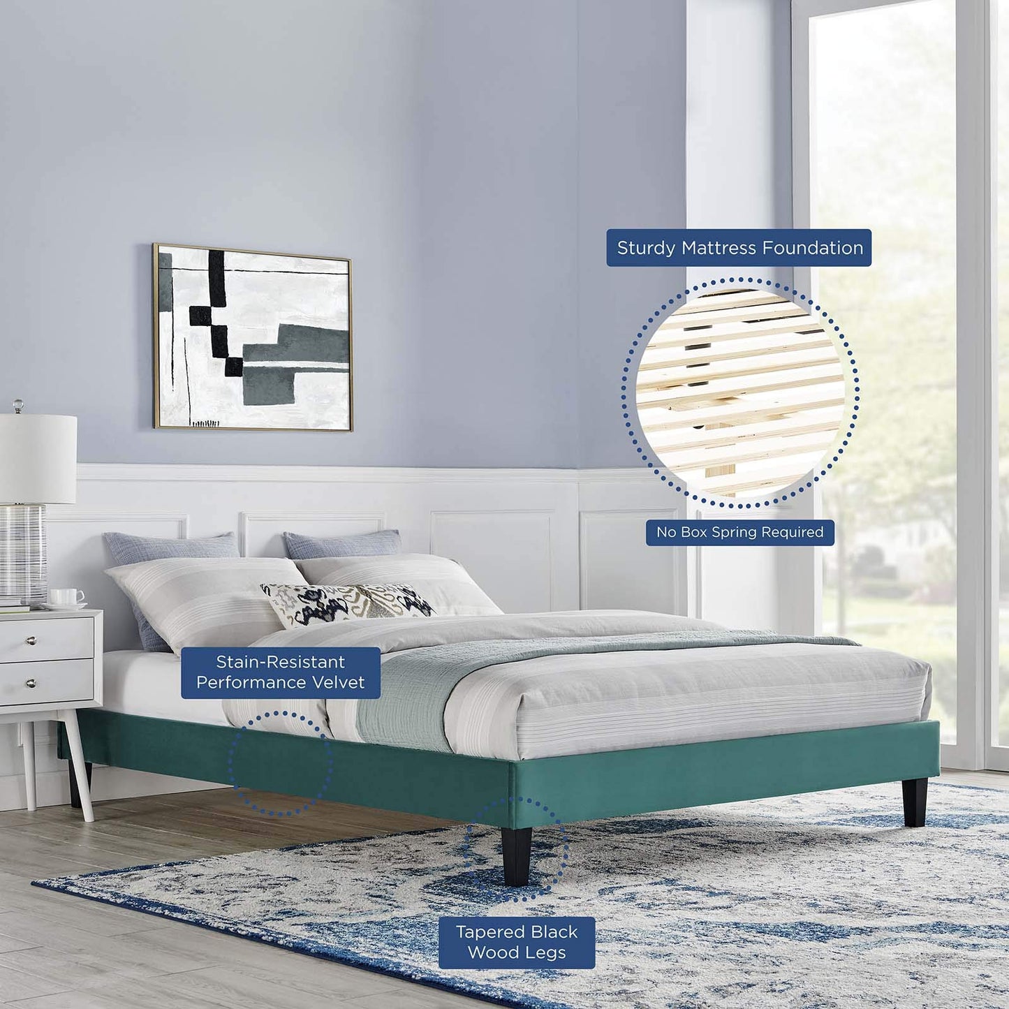 adjustable bed bases | CasaFoyer Reign Performance Velvet Twin Platform Bed Frame | Elegant, Sturdy, No Box Spring Needed | Teal | 800 lbs Weight Capacity | casafoyer.myshopify.com