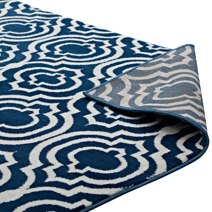 Carpet & Rugs | CasaFoyer Frame Transitional Moroccan Trellis Area Rug | Durable, Stain Resistant | 8x10 Size | Moroccan Blue and Ivory | casafoyer.myshopify.com