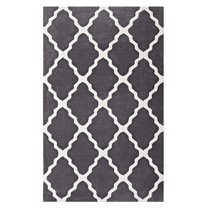 area rugs | CasaFoyer Marja Moroccan Trellis Area Rug | Soft Polyester Microfiber | Lattice Design | Stain Resistant | Easy to Maintain | 5x8 Charcoal & Ivory | casafoyer.myshopify.com
