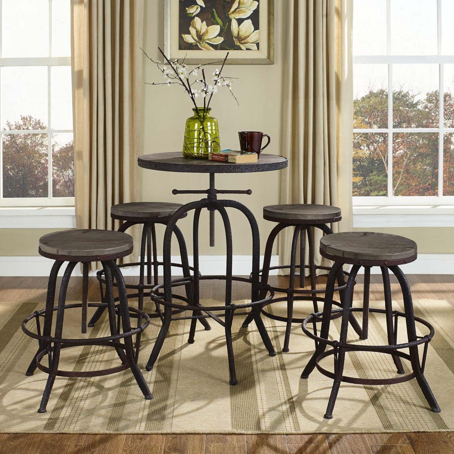 barstools | CasaFoyer Collect | Industrial Modern Counter Stool Set of 4 | Pine Wood Top | Cast Iron Stand | Foot Ring | Create Lasting Memories | casafoyer.myshopify.com