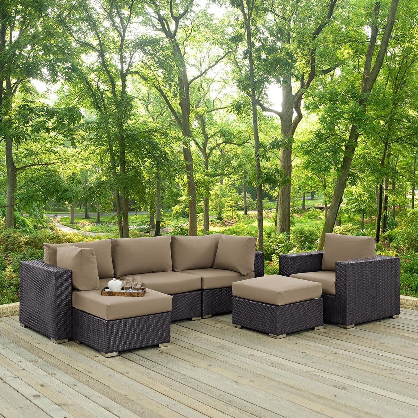 kitchen and dining room sets | CasaFoyer Convene Outdoor Sectional Set | Durable Rattan & Aluminum Frame | Weather-Resistant Cushions | Patio Sofa Set with Armchair, Armless, Corner Sections & Ottomans | casafoyer.myshopify.com