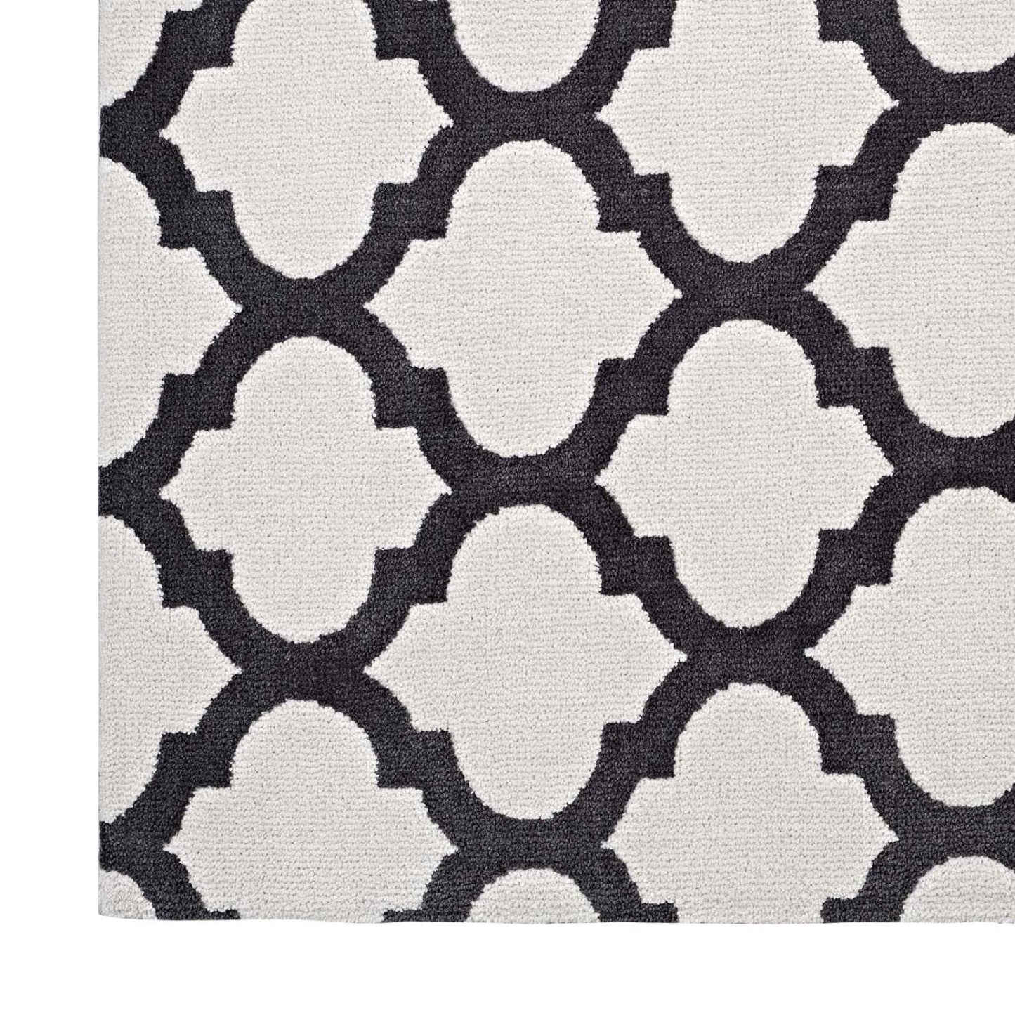 Carpet & Rugs | CasaFoyer Lida Moroccan Trellis Area Rug | Elegant Quatrefoil Pattern | Soft Polyester Microfiber | Durable Jute Bottom | Stain-Resistant | Easy to Clean | 5x8 Ivory/Charcoal | casafoyer.myshopify.com