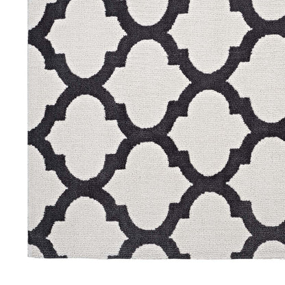 Carpet & Rugs | CasaFoyer Lida Moroccan Trellis Area Rug | Elegant Quatrefoil Pattern | Soft Polyester Microfiber | Durable Jute Bottom | Stain-Resistant | Easy to Clean | 5x8 Ivory/Charcoal | casafoyer.myshopify.com