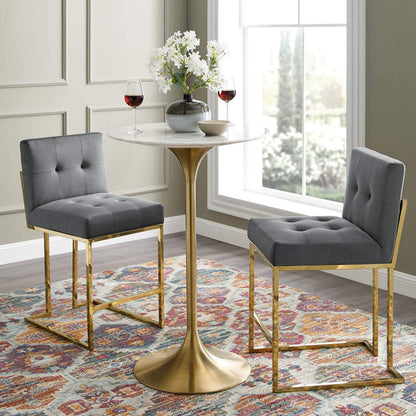 barstools | CasaFoyer Privy Counter Stool Set of 2 | Modern Design | Gold Stainless Steel Base | Performance Velvet Upholstery | 331 lbs Weight Capacity | casafoyer.myshopify.com