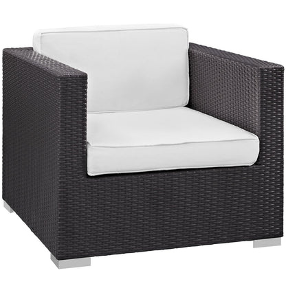 Patio Furniture Sets | Convene Outdoor Sectional Set | Rattan Weave | Aluminum Frame | All-Weather Cushions | Patio Sofa, Armchair, Ottoman, Side Table | casafoyer.myshopify.com
