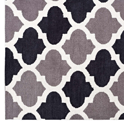 Carpet & Rugs | CasaFoyer Lida Moroccan Trellis Area Rug | Elegant Quatrefoil Pattern | Soft Polyester Microfiber | Durable Jute Bottom | Stain-Resistant | Easy to Clean | 5x8 Charcoal & Black | casafoyer.myshopify.com