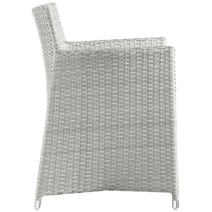 Dining Table | Junction Outdoor Patio Dining Arm Chair Set | Stylish & Comfortable | Synthetic Rattan | Weatherproof | Machine Washable Cushions | Easy Assembly | Gray White | Set of 2 | casafoyer.myshopify.com