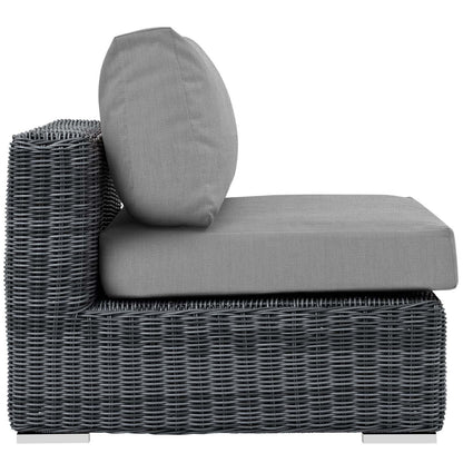 executive chairs | CasaFoyer Summon Outdoor Patio Armless Sectional Sofa Chair | Two-Tone Rattan | Sunbrella Cushions | UV Protection | Aluminum Frame | Perfect for Patio, Backyard, Poolside | Includes 1 Sofa Chair | casafoyer.myshopify.com