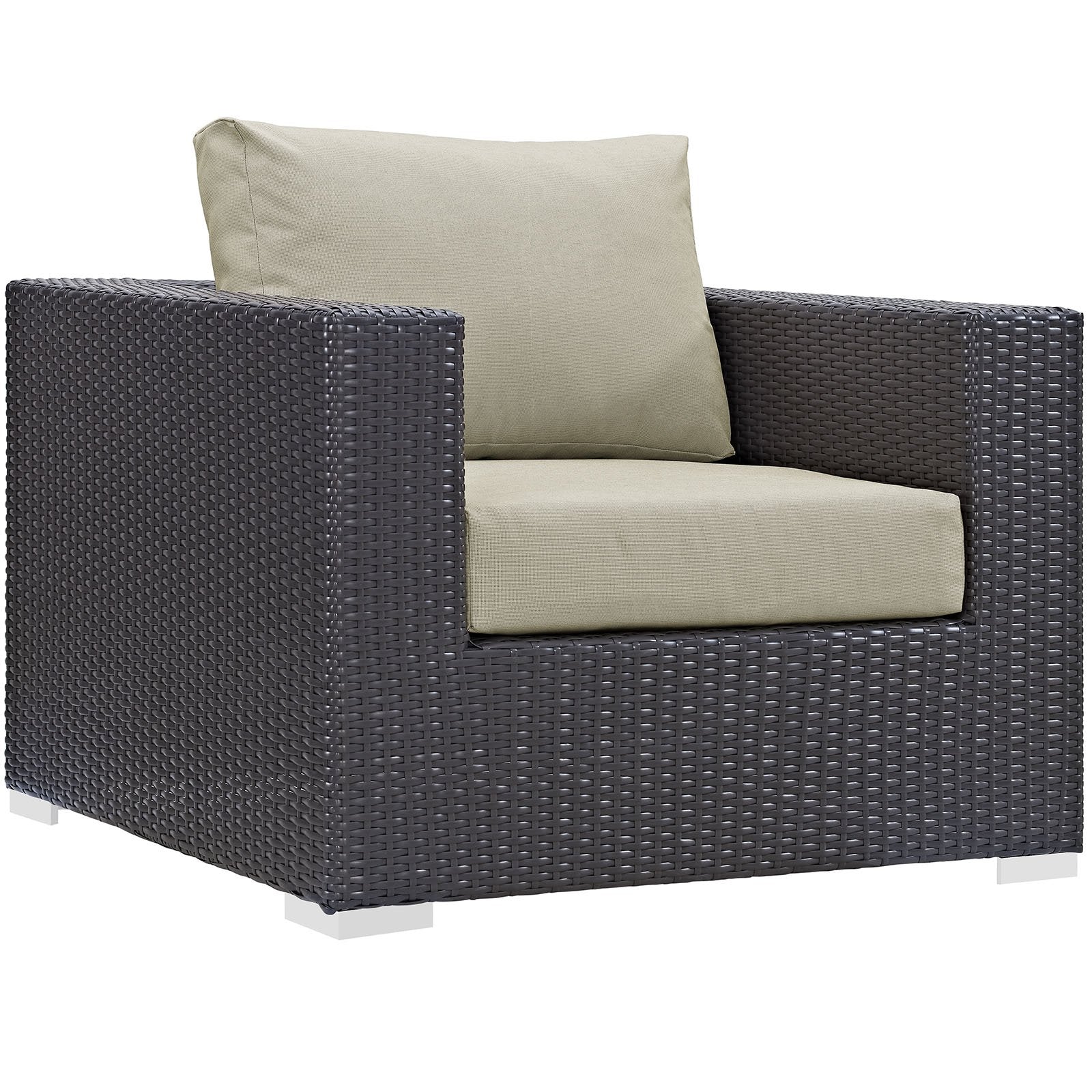 Patio Furniture Sets | Convene Outdoor Sectional | Versatile Arm Chair | All-Weather Cushions | Espresso Beige | casafoyer.myshopify.com