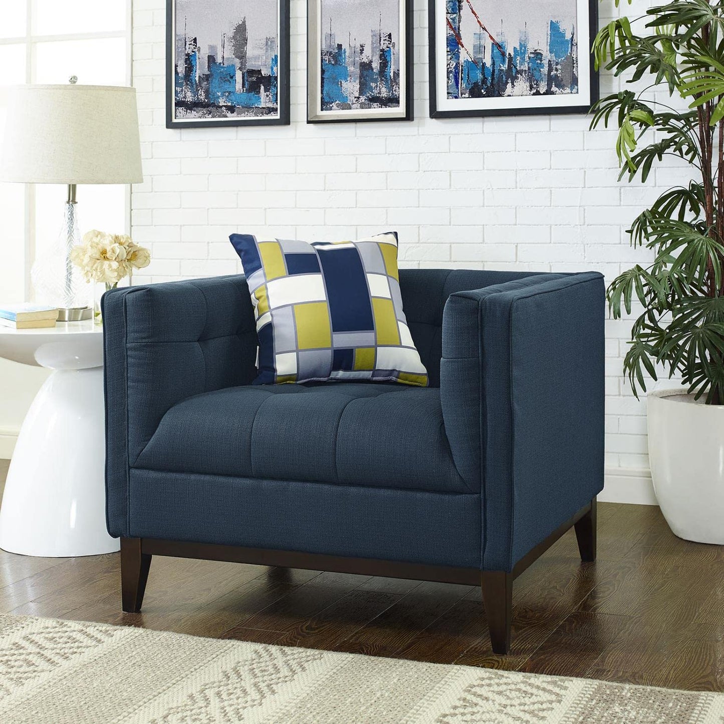 home office desk chairs | CasaFoyer Serve Armchair | Tufted Buttons | Polyester Upholstery | Comfortable Foam Cushioning | Walnut Stained Legs | Ideal for Living Rooms & Reception Areas | casafoyer.myshopify.com