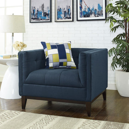 home office desk chairs | CasaFoyer Serve Armchair | Tufted Buttons | Polyester Upholstery | Comfortable Foam Cushioning | Walnut Stained Legs | Ideal for Living Rooms & Reception Areas | casafoyer.myshopify.com