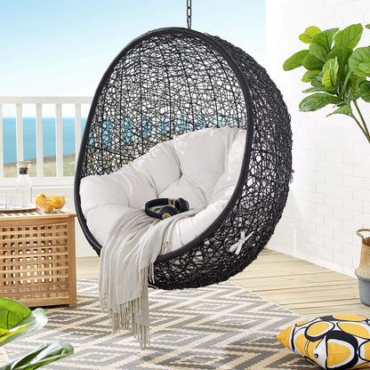 porch swings | Ergode Tranquil Island Escape Swing Chair | Synthetic Rattan Weave | All-Weather Cushion | Powder-Coated Steel Frame | Adjustable Chain | Weather & UV Resistant | Indoor/Outdoor Use | casafoyer.myshopify.com