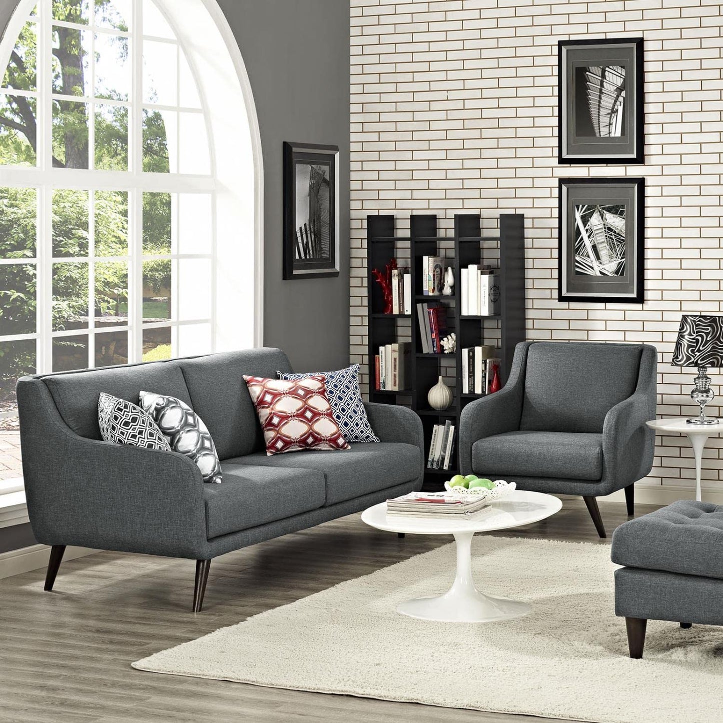kitchen and dining room sets | CasaFoyer Verve | Mid-Century Living Room Set | Stylish & Sophisticated Furniture | Espresso Stained Legs | Includes Armchair & Sofa | Gray | casafoyer.myshopify.com