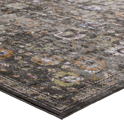 area rugs | CasaFoyer Minu Distressed Floral Lattice Area Rug | Durable Polypropylene | Stain-Resistant | Non-Shedding | 5x8 Size | Black, Yellow, Orange | casafoyer.myshopify.com