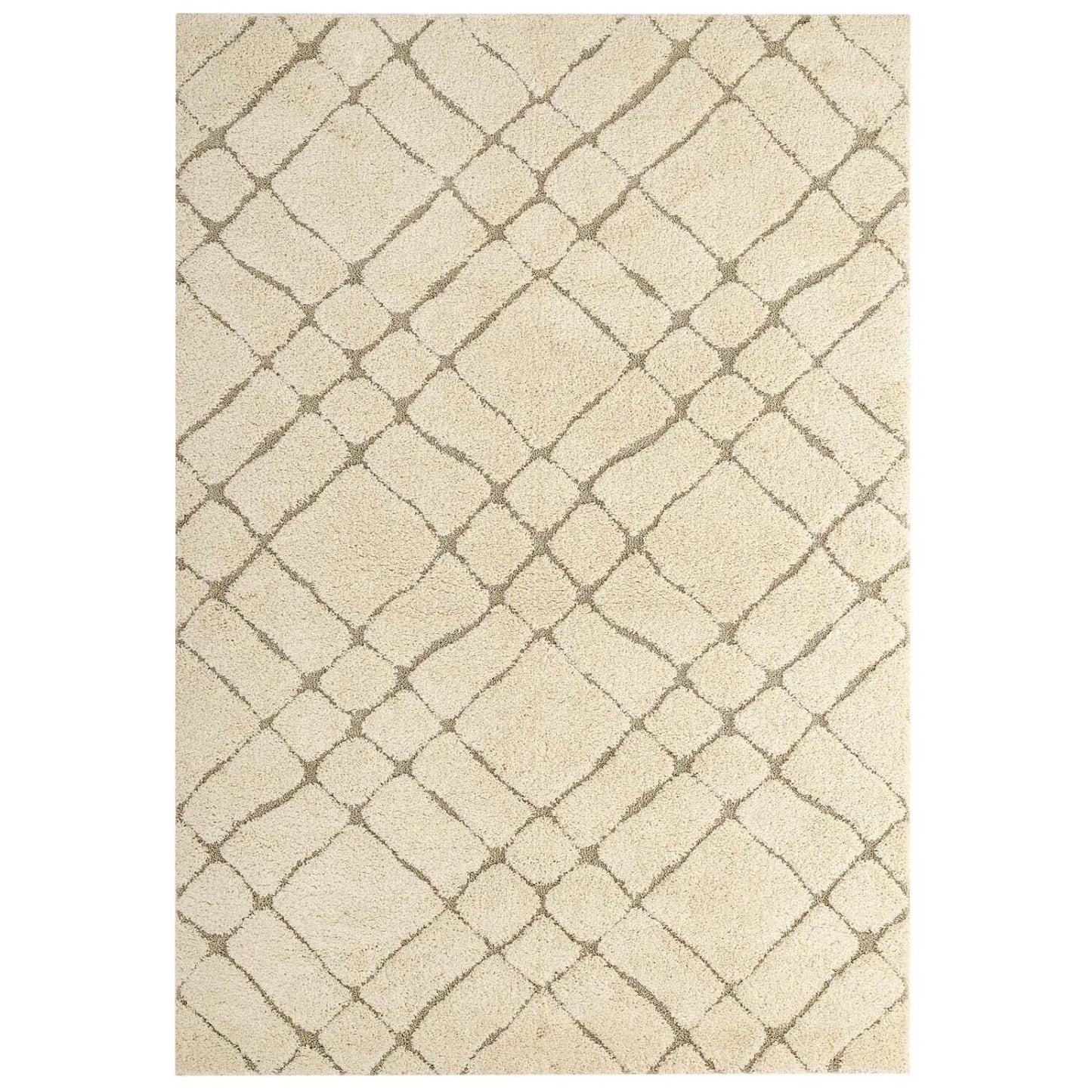 area rugs | CasaFoyer Jubilant Abstract Geometric Area Rug | Modern Design | Durable Polypropylene Shag | Jute Backing | 1.18-inch Pile | Non-Shedding | Stain-Resistant | Easy to Clean | 5x8 | Cream and Beige | casafoyer.myshopify.com