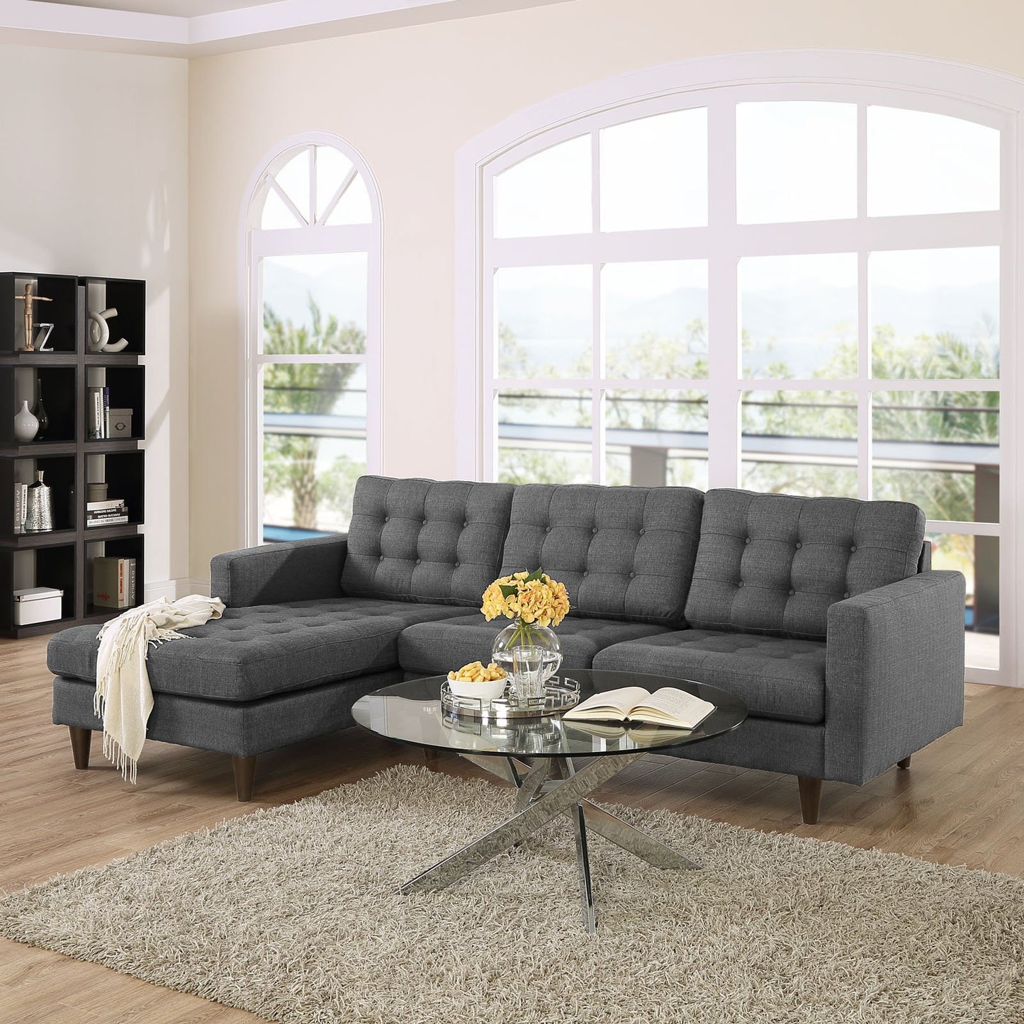 sofas | CasaFoyer Empress Left-Arm Sectional Sofa | Exquisite Design | Tufted Buttons | Luxurious Cushions | Elegant Armrests | Gray | casafoyer.myshopify.com