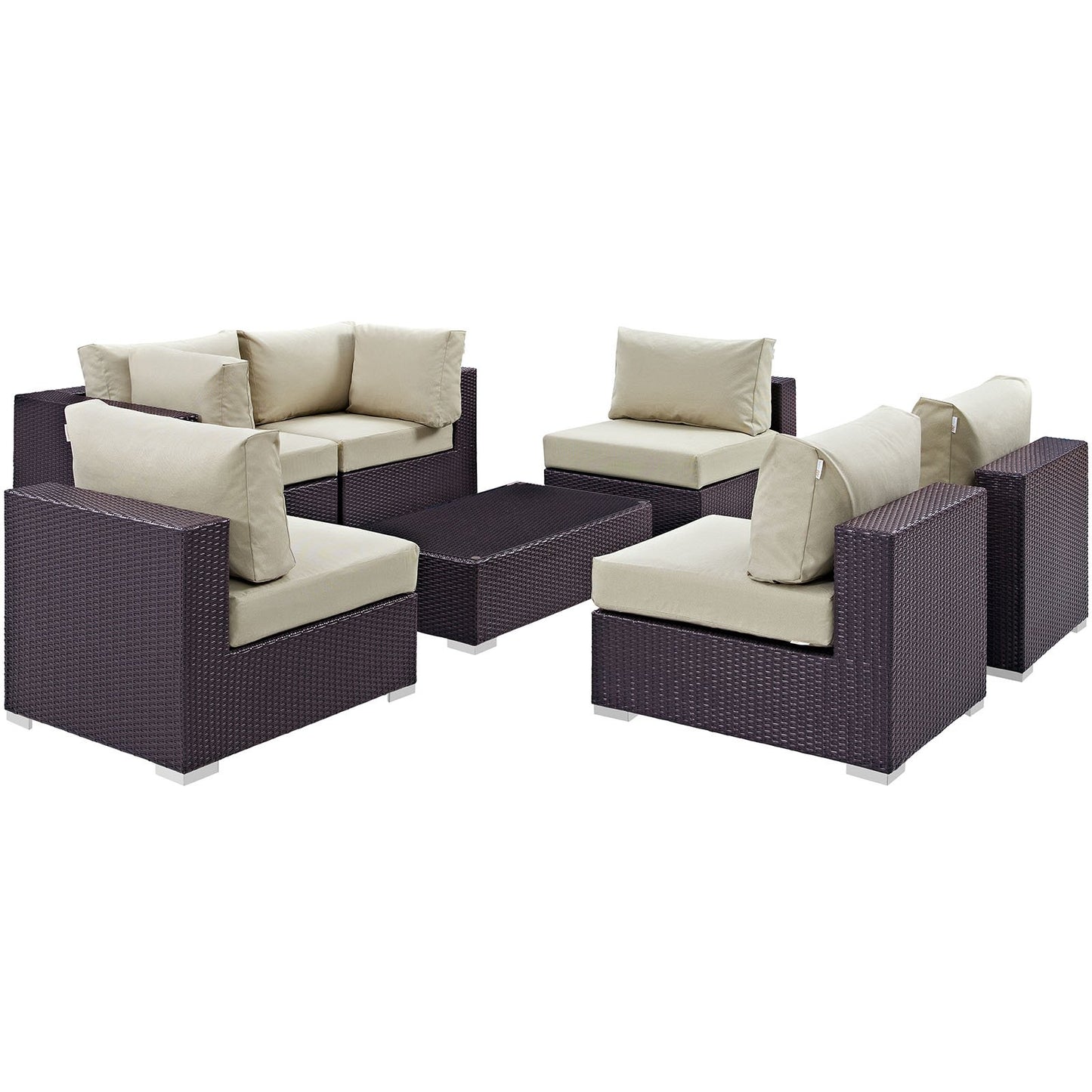kitchen and dining room sets | CasaFoyer Convene Outdoor Sectional Set | Durable Rattan Weave | Weather-Resistant Cushions | 7 Piece Patio Furniture | casafoyer.myshopify.com
