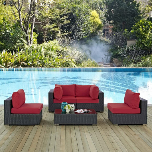 kitchen and dining room sets | CasaFoyer Sojourn Outdoor Patio Furniture Set | Sunbrella Cushions | Synthetic Rattan | UV Protection | Aluminum Frame | Coffee Table, Armless Chairs, Corners | casafoyer.myshopify.com