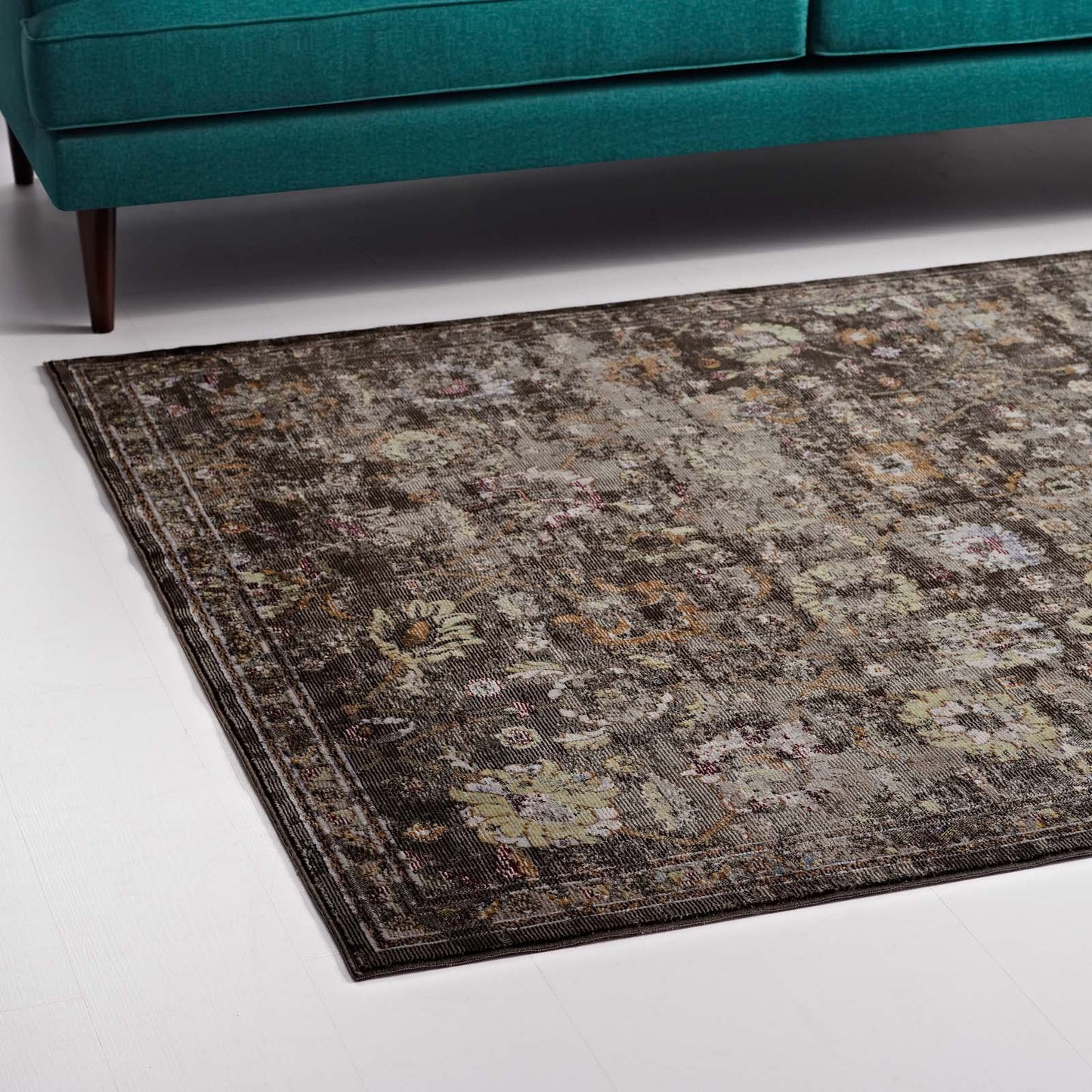 area rugs | CasaFoyer Minu Distressed Floral Lattice Area Rug | Durable Polypropylene | Elegant Design | High Traffic | Stain Resistant | Easy to Maintain | 8x10 Size | Black, Yellow, Orange | casafoyer.myshopify.com