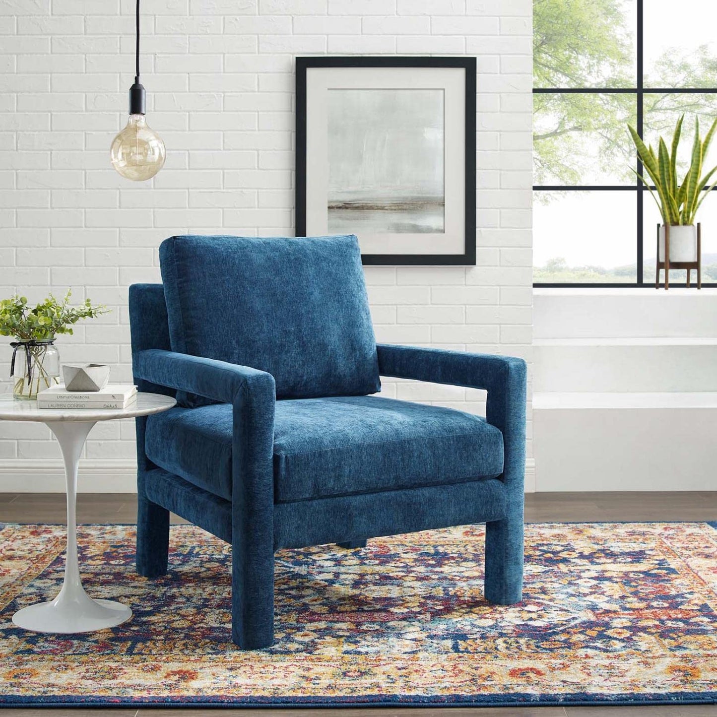 home office desk chairs | CasaFoyer Rehearse Crushed Performance Velvet Accent Armchair | Elegant Design | Stain-Resistant | Comfortable Foam Cushions | 300 lbs Capacity | Navy | casafoyer.myshopify.com