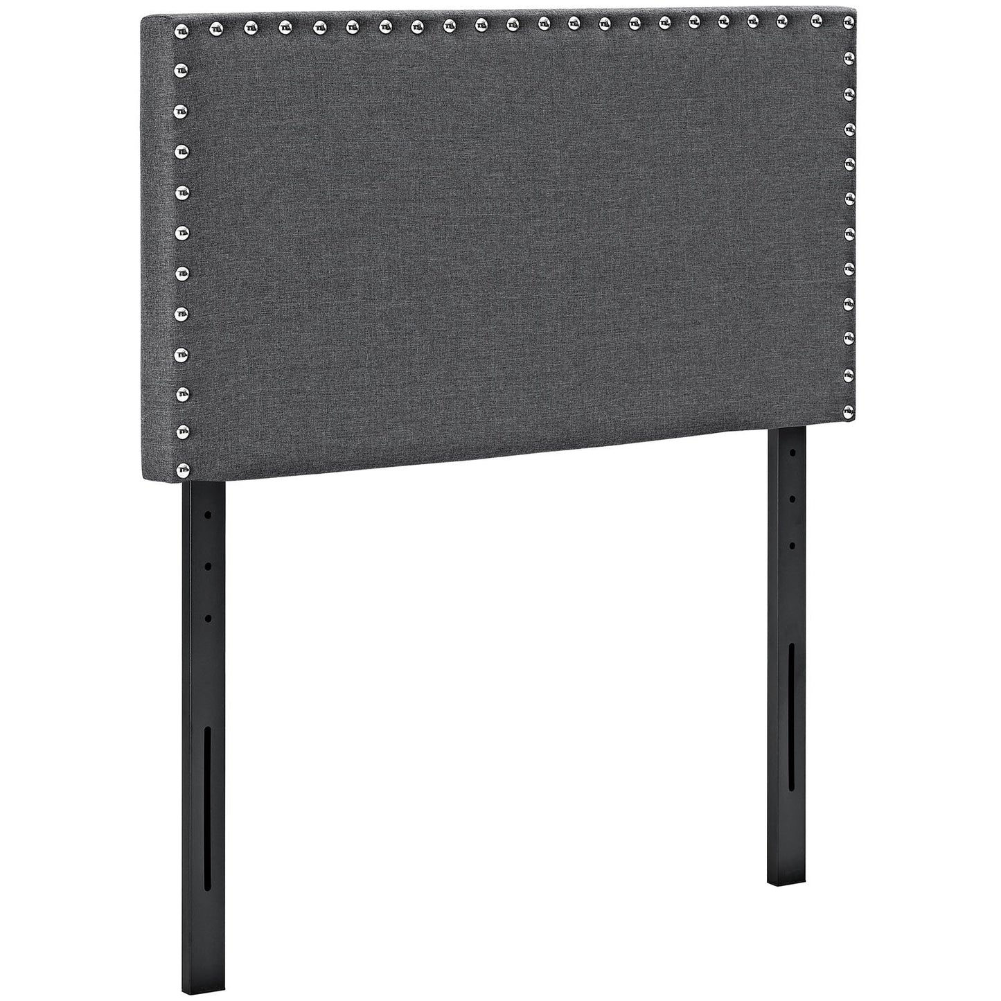 headboards | CasaFoyer Phoebe Fabric Headboard | Minimalist Design | Silver Nail Button Trim | Sturdy Wood Frame | Compatible with Loryn and Tessie Platform Bed Frames | Twin Size | Gray | casafoyer.myshopify.com
