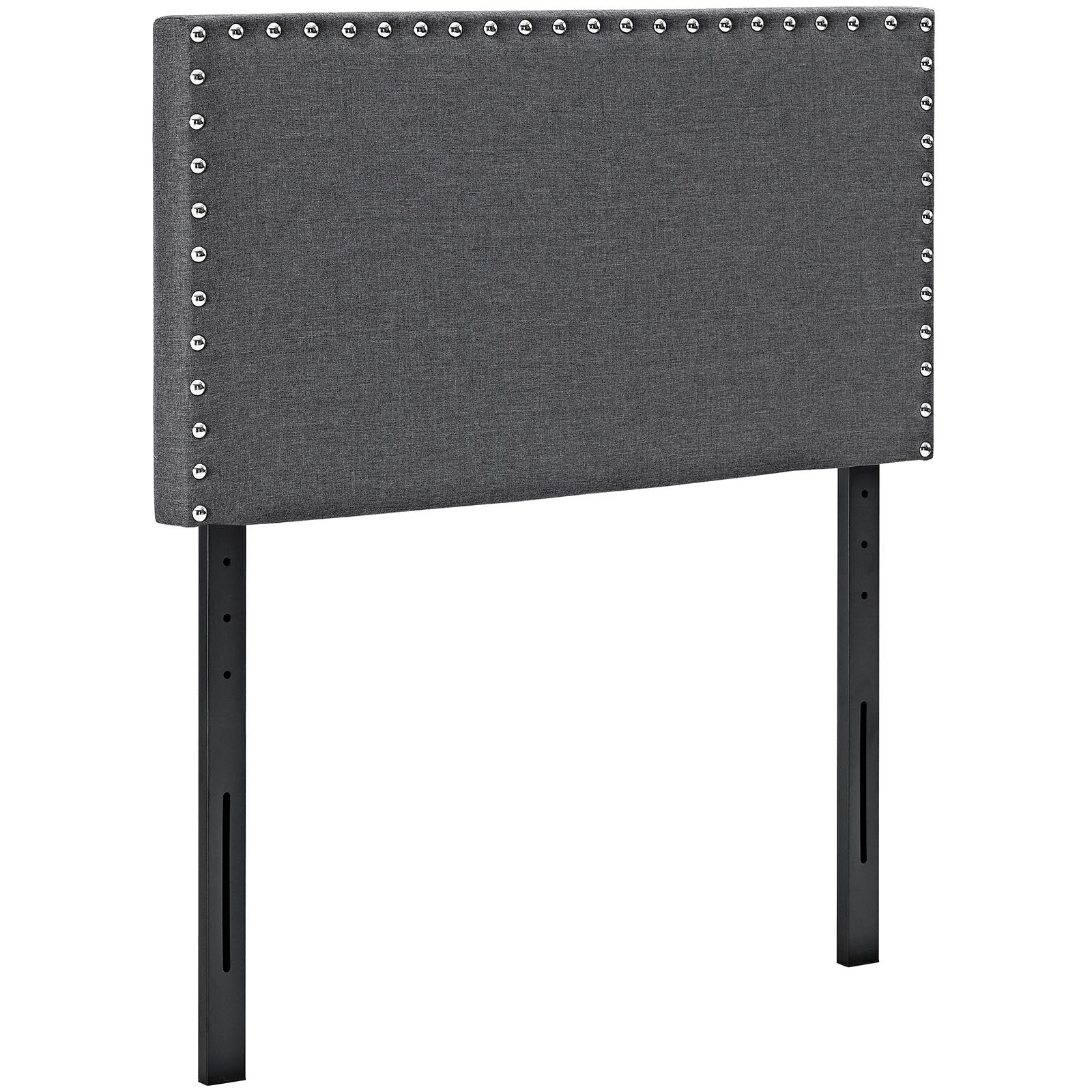 headboards | CasaFoyer Phoebe Fabric Headboard | Minimalist Design | Silver Nail Button Trim | Sturdy Wood Frame | Compatible with Loryn and Tessie Platform Bed Frames | Twin Size | Gray | casafoyer.myshopify.com