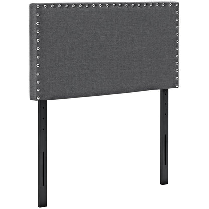 headboards | CasaFoyer Phoebe Fabric Headboard | Minimalist Design | Silver Nail Button Trim | Sturdy Wood Frame | Compatible with Loryn and Tessie Platform Bed Frames | Twin Size | Gray | casafoyer.myshopify.com