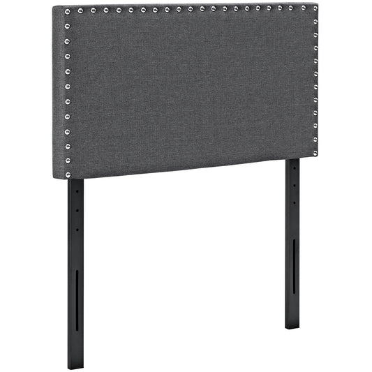 headboards | CasaFoyer Phoebe Fabric Headboard | Minimalist Design | Silver Nail Button Trim | Sturdy Wood Frame | Compatible with Loryn and Tessie Platform Bed Frames | Twin Size | Gray | casafoyer.myshopify.com