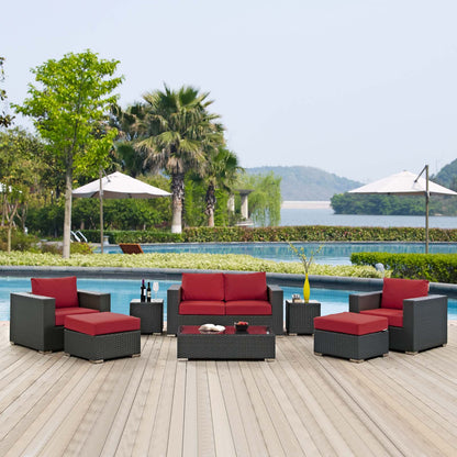 kitchen and dining room sets | CasaFoyer Sojourn Outdoor Patio Furniture Set | Sunbrella Cushions | Synthetic Rattan | UV Protection | Aluminum Frame | Coffee Table, Loveseat, Armchairs, Ottomans, Side Tables | casafoyer.myshopify.com