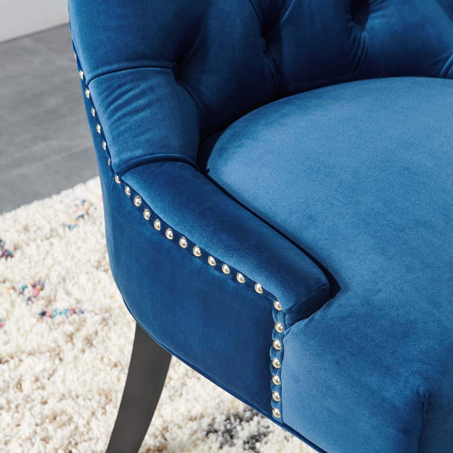 home office desk chairs | CasaFoyer Regent Tufted Button Upholstered Performance Velvet Dining Chair | Set of 2 | Navy | casafoyer.myshopify.com