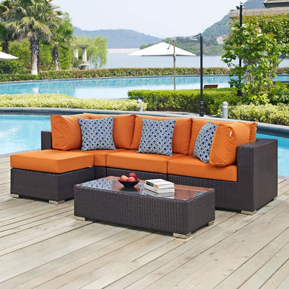 kitchen and dining room sets | CasaFoyer Convene Outdoor Sectional Set | Durable Rattan Weave | Weather-Resistant Cushions | 5-Piece Furniture Set for Patio, Backyard, Poolside | casafoyer.myshopify.com