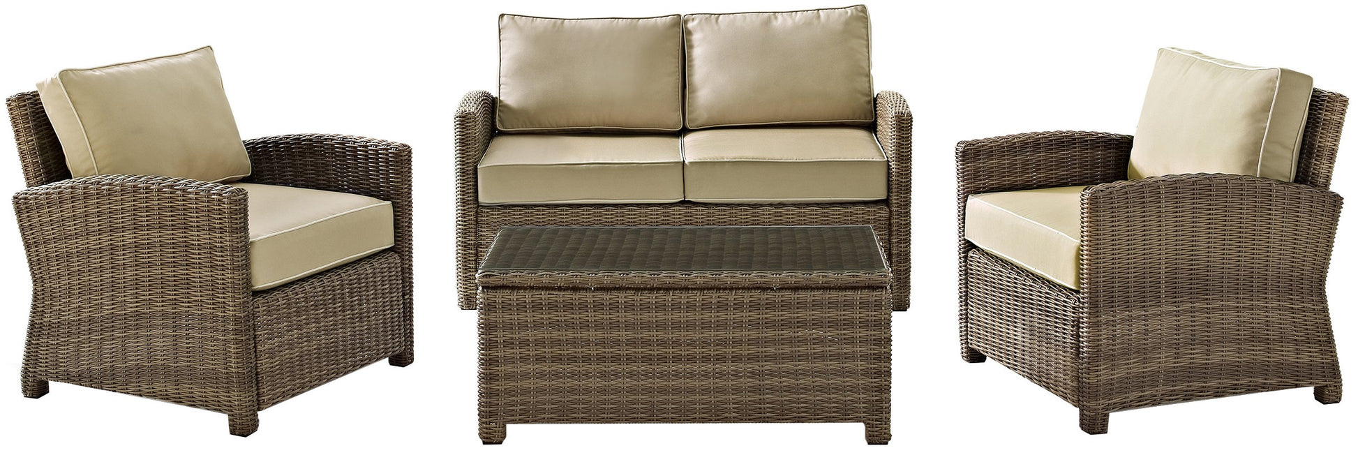 Chair | CasaFoyers Bradenton Collection | Outdoor Wicker Seating Set - Loveseat, Arm Chairs & Glass Top Table | All-Weather, UV/Fade Resistant Cushions | casafoyer.myshopify.com