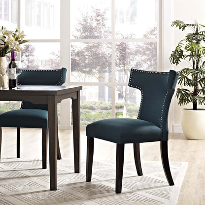 home office desk chairs | CasaFoyer Curve Dining Side Chair | Elegant Design | Nailhead Trim Detailing | Dense Foam Padding | Polyester Fabric Upholstery | Tapered Wood Legs | Non-Marking Foot Caps | Enhance Dining Ambiance | 1 Chair | casafoyer.myshopify.com