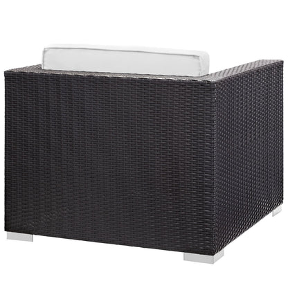 Patio Furniture Sets | Convene Outdoor Sectional Set | Rattan Weave | Aluminum Frame | All-Weather Cushions | Patio Sofa, Armchair, Ottoman, Side Table | casafoyer.myshopify.com
