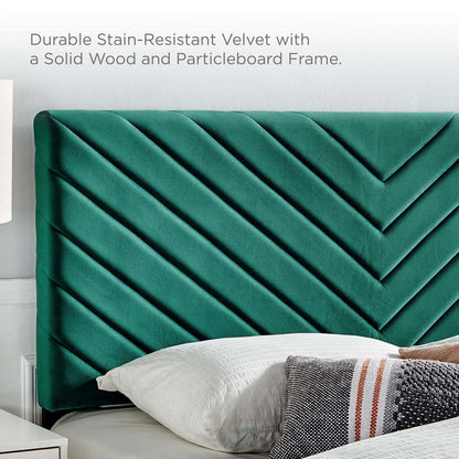 Bed | CasaFoyer Alyson King/California King Angular Channel Tufted Performance Velvet Headboard | Plush & Durable | Stain-Resistant Upholstery | Customizable Height | casafoyer.myshopify.com