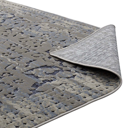 Carpet & Rugs | CasaFoyer Margarida Distressed Vintage Turkish Area Rug | Intricate Design | Durable Blend | Rubber Bottom | Versatile & Family-Friendly | 8x10 Blue/Cream | casafoyer.myshopify.com