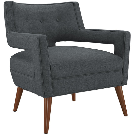 home office desk chairs | CasaFoyer Sheer Mid-Century Modern Armchair | Soft Polyester Upholstery | Streamlined Profile | Button Tufting | Cherry-Stained Wood Legs | Gray | casafoyer.myshopify.com