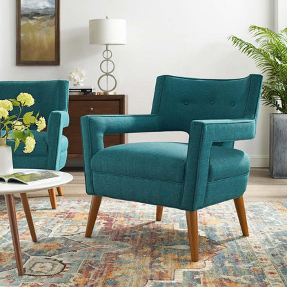 home office desk chairs | CasaFoyer Sheer Mid-Century Modern Armchair | Elegant Polyester Upholstery | Button Tufting | Cherry-Stained Wood Legs | Ideal for Living Room, Home Office, Entryway | 440 lbs Weight Capacity | casafoyer.myshopify.com