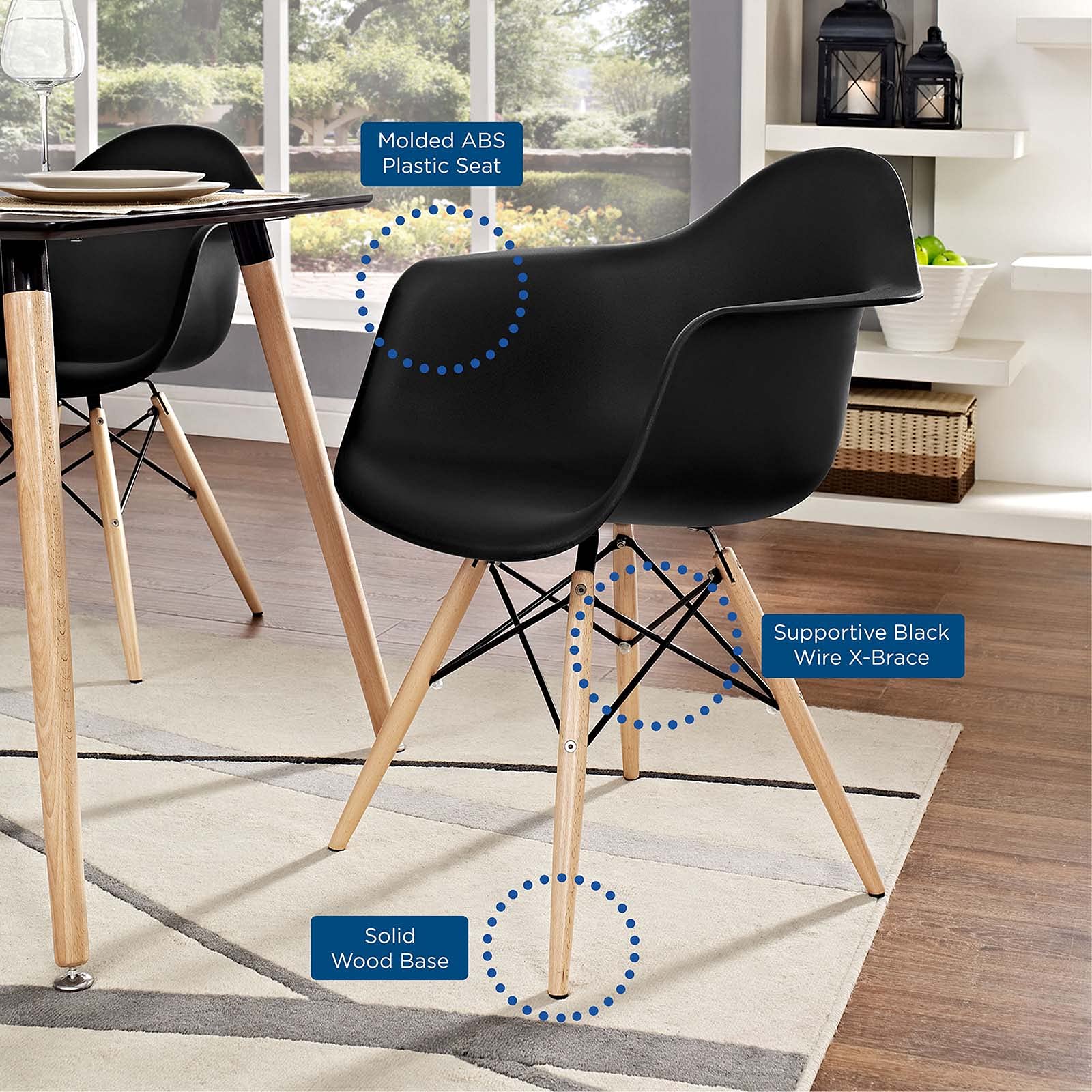 Sofa & chair Sets | Wood Pyramid Armchair | Molded Plastic Seat | Sturdy Solid Wood Base | Comfortable & Versatile | Enhance Any Room | Set of 1 | casafoyer.myshopify.com