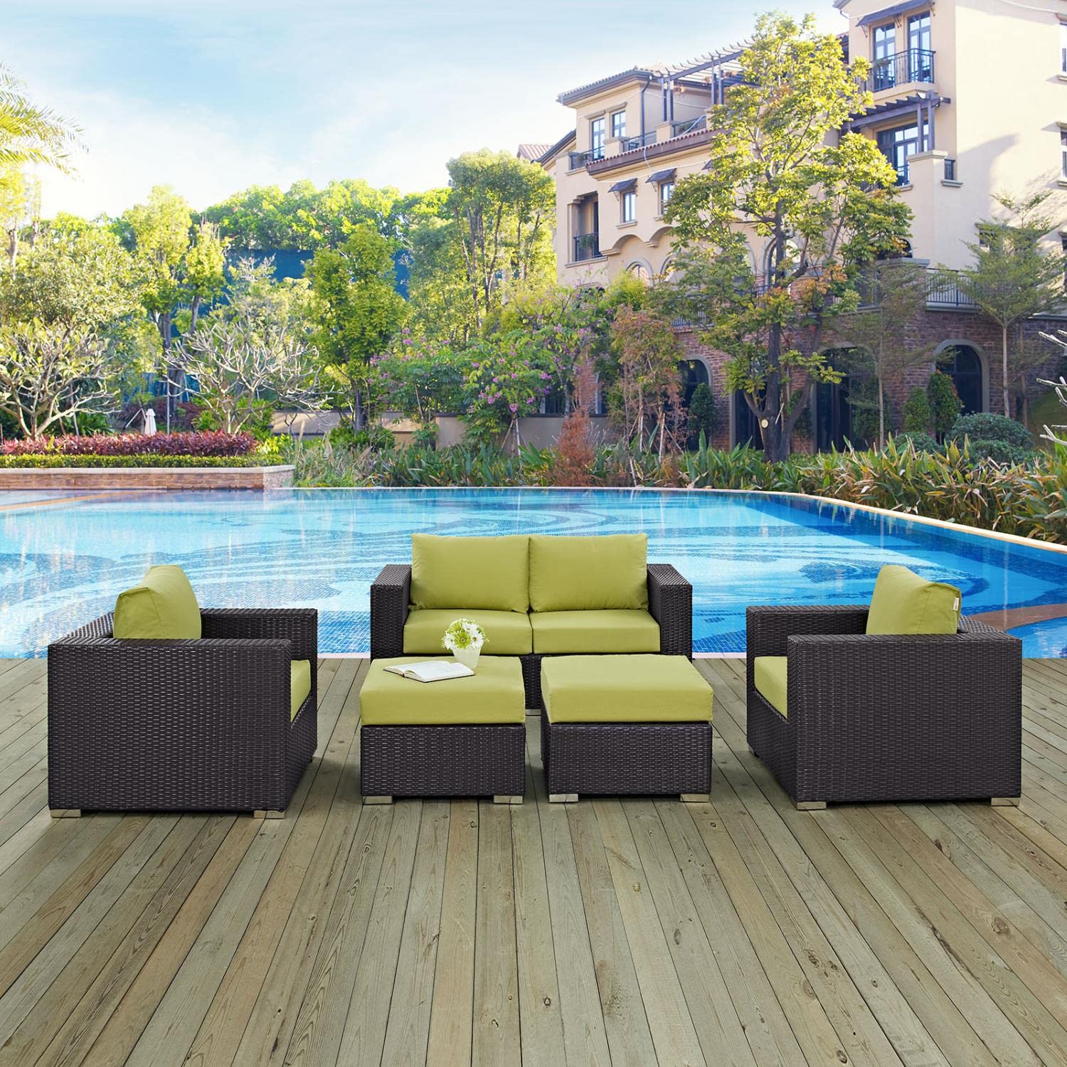 kitchen and dining room sets | CasaFoyer Convene Outdoor Sectional Set | Durable Rattan & Aluminum Frame | Weather-Resistant Cushions | Patio Sofa, Armchairs, Ottomans | casafoyer.myshopify.com