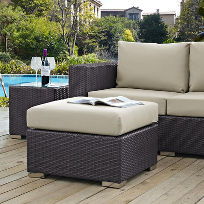 ottomans | CasaFoyer Convene Outdoor Sectional Ottoman | Durable Rattan Weave | Aluminum Frame | All-Weather Cushions | Ideal for Patio, Backyard, Poolside | casafoyer.myshopify.com