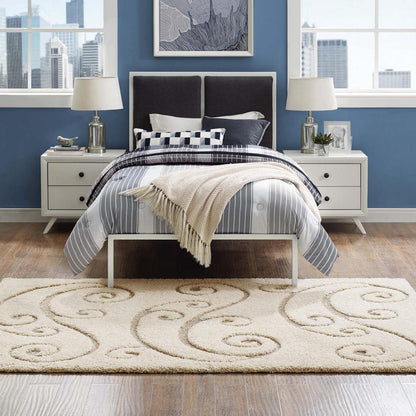 Carpet & Rugs | CasaFoyer Sprout Scrolling Vine Area Rug | Modern Design | Durable Construction | Non-Shedding | Stain-Resistant | 5x8 Size | Cream and Beige | casafoyer.myshopify.com