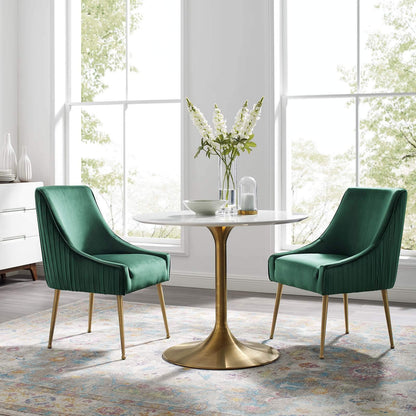 home office desk chairs | CasaFoyer Discern Performance Velvet Pleated Back Dining Chair Set of 2 | Sturdy Wood | Foam Padding | Gold Legs | Ideal for Dining, Kitchen, Living Room | Non-Marking Foot Caps | Green | casafoyer.myshopify.com