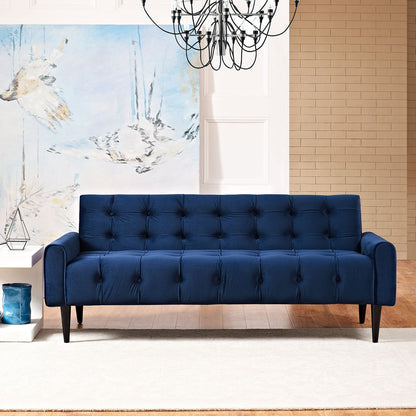 sofas | CasaFoyer Delve Performance Velvet Sofa | Luxurious Tufted Buttons | Stain-Resistant Upholstery | Comfortable Foam Padding | Solid Wood Legs | Navy | casafoyer.myshopify.com