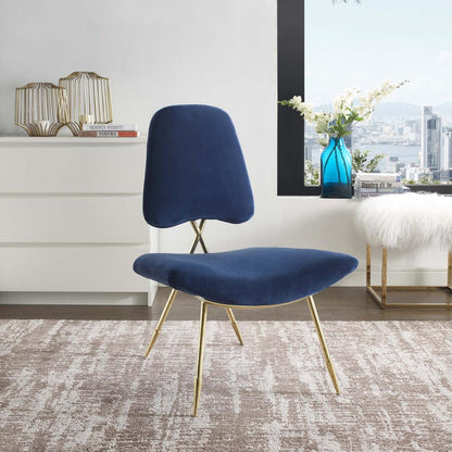 home office desk chairs | CasaFoyer Ponder Performance Velvet Lounge Chair | Comfortable | Stain-Resistant | Gold Stainless Steel Frame | Modern Navy Design | casafoyer.myshopify.com