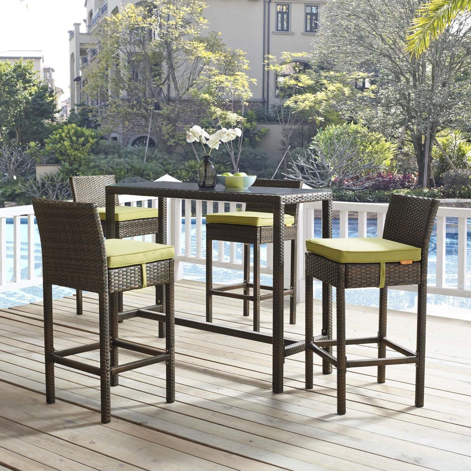 home office desk chairs | CasaFoyer Conduit Outdoor Patio Bar Stool Set | Stylish & Durable Wicker Rattan | 4 Stools with Cushions | Ideal for Outdoor Dining & Entertaining | casafoyer.myshopify.com